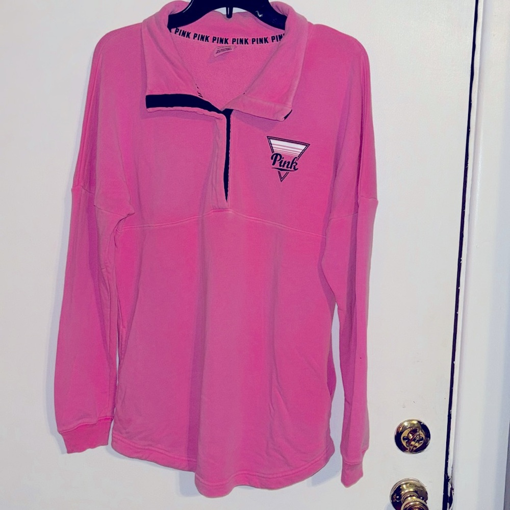 Vs Pink campus sweatshirt pink with logo on front size small oversized
